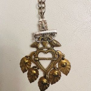 One of a kind Sennod 15 inch silver vignette chain with brass chain.